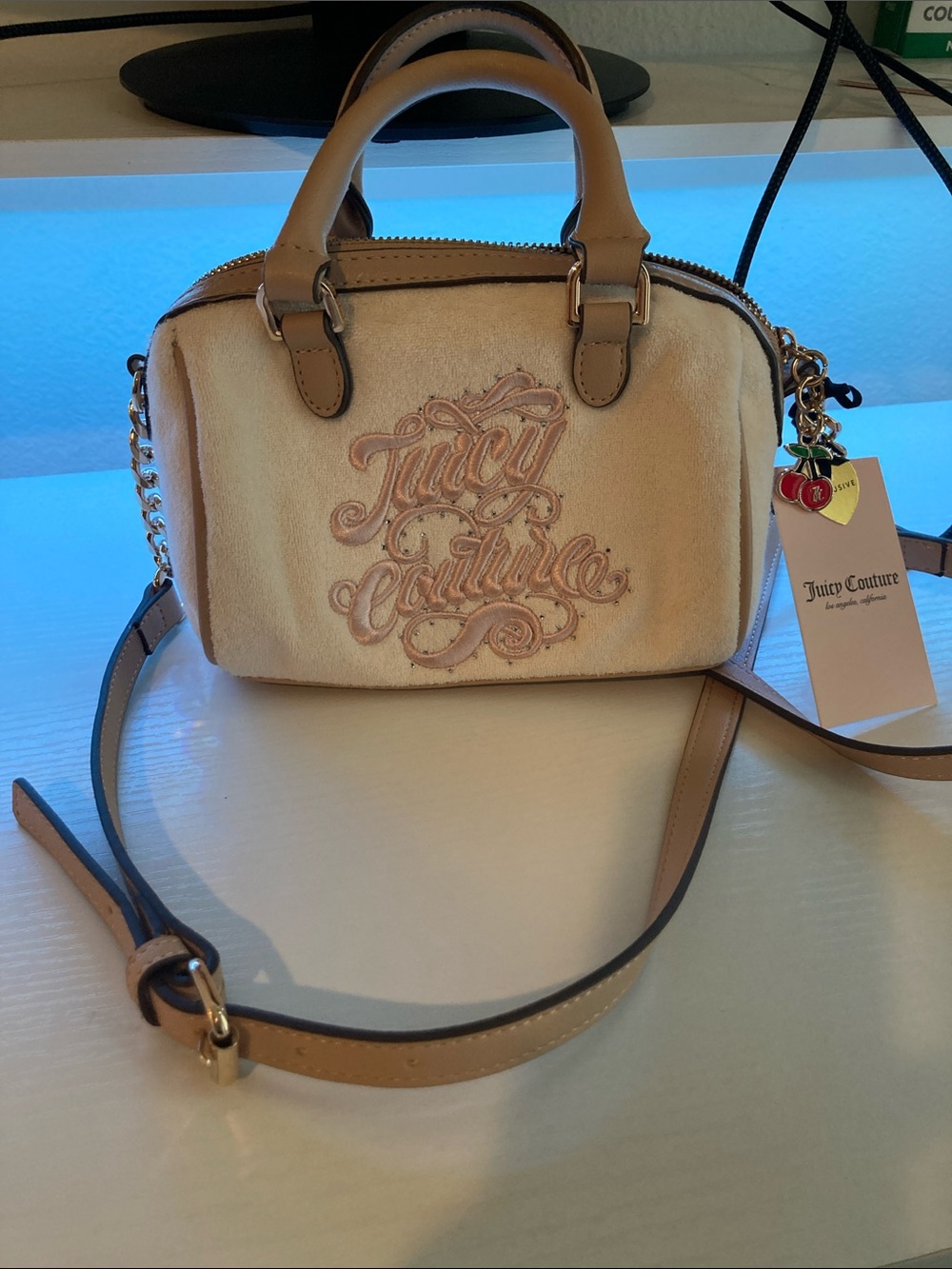 Juicy Couture Beige Mini Satchel with Embroidered Logo
